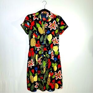 Brooks Brothers Tropical Floral Cotton Button Down Collar Pocket Shirtdress Sz 2